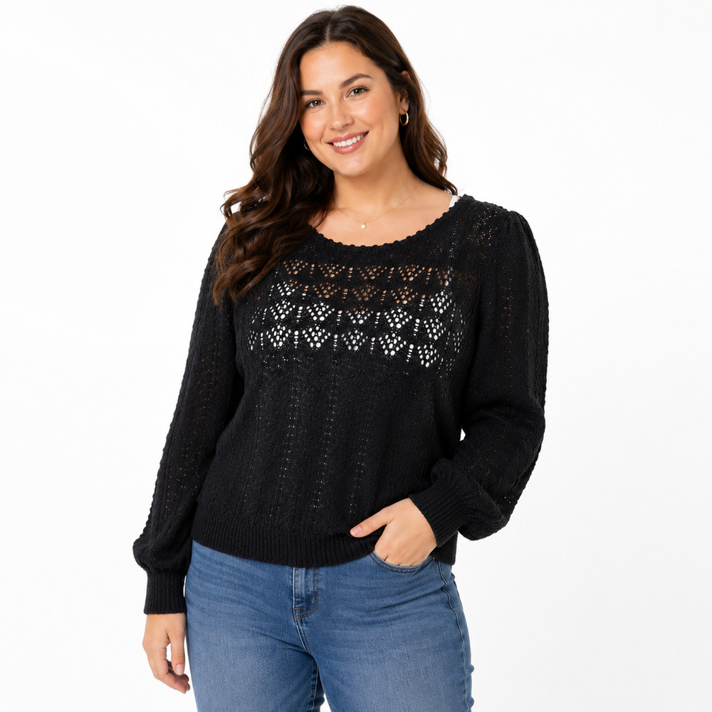 Alicia Black Puff Long Sleeve Vintage 80s Sweater Whimsigoth Romantic sz L